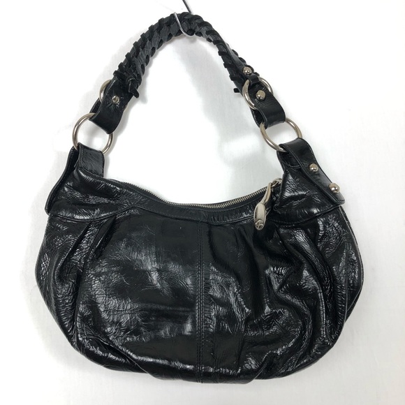 Francesco Biasia Genuine Leather Metallic Black Shoulder Bag - Picture 3 of 10